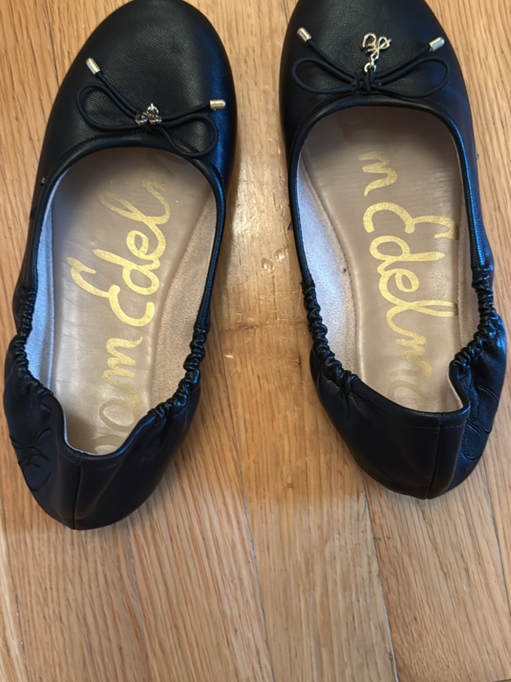 Sam Edelman Black Leather Bow Ballet Flats